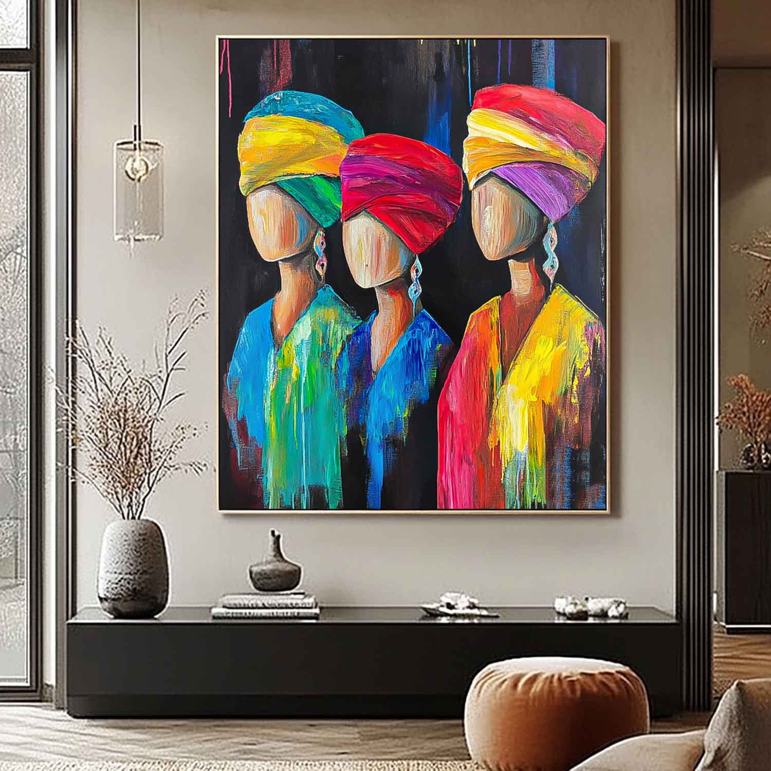 Wall Art People Abstract Geometric Headwrap