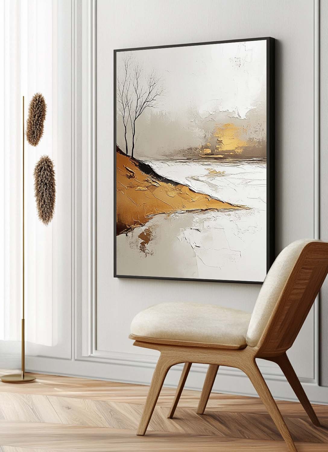 Wall Art Minimalist Riverside Landscape Winter