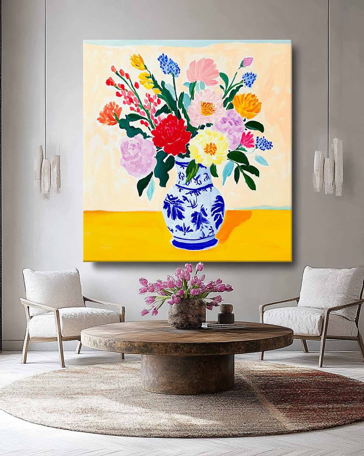 Wall Art Flower Vibrant Tropical Oriental