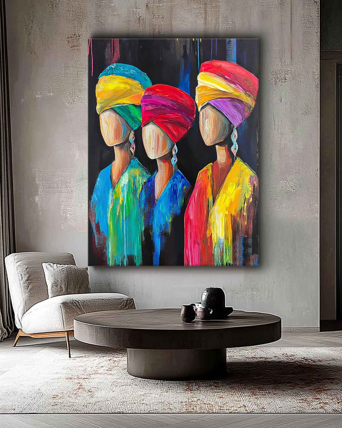 Wall Art People Abstract Geometric Headwrap