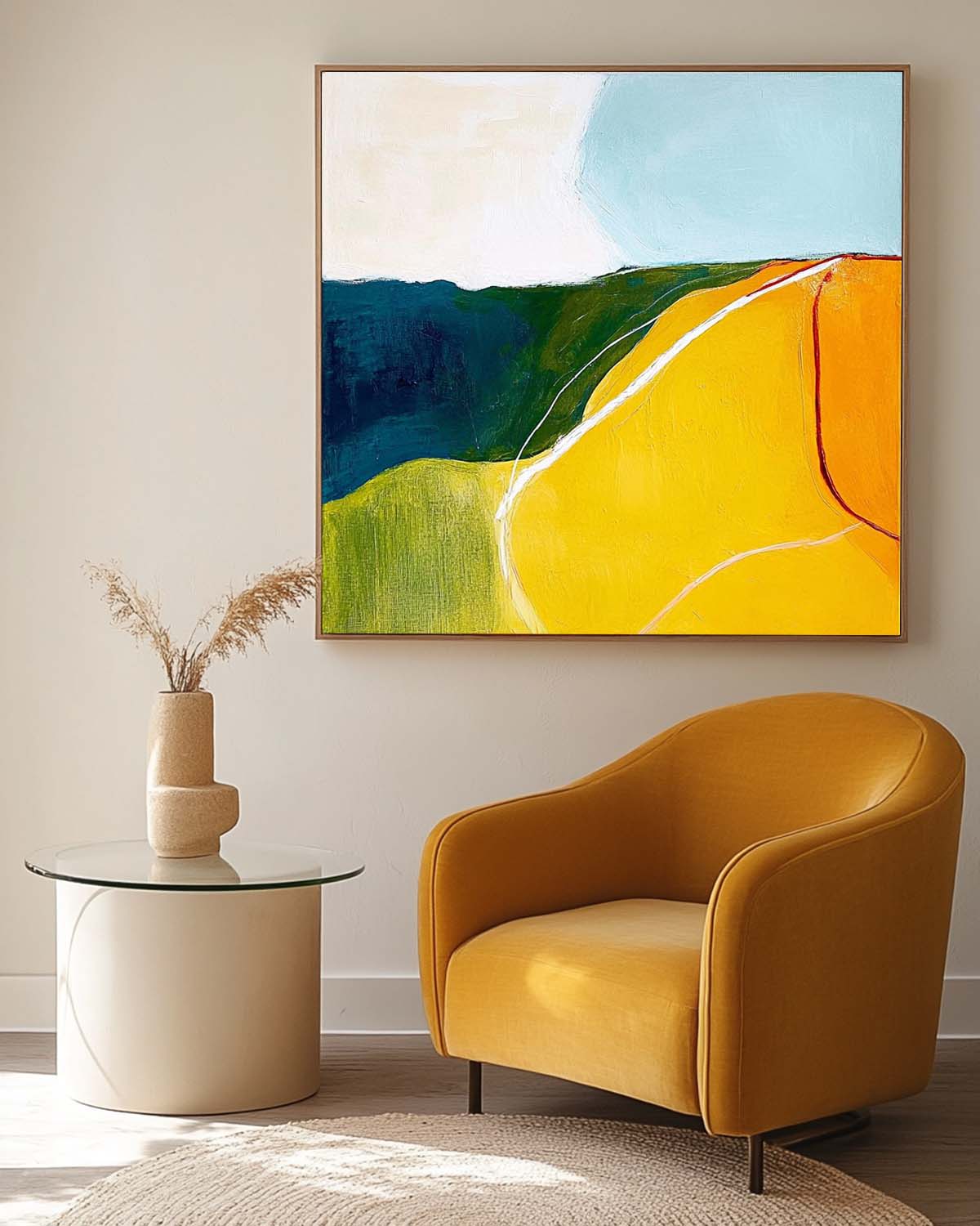 Wall Art Minimalist Curved Color Block Landscape