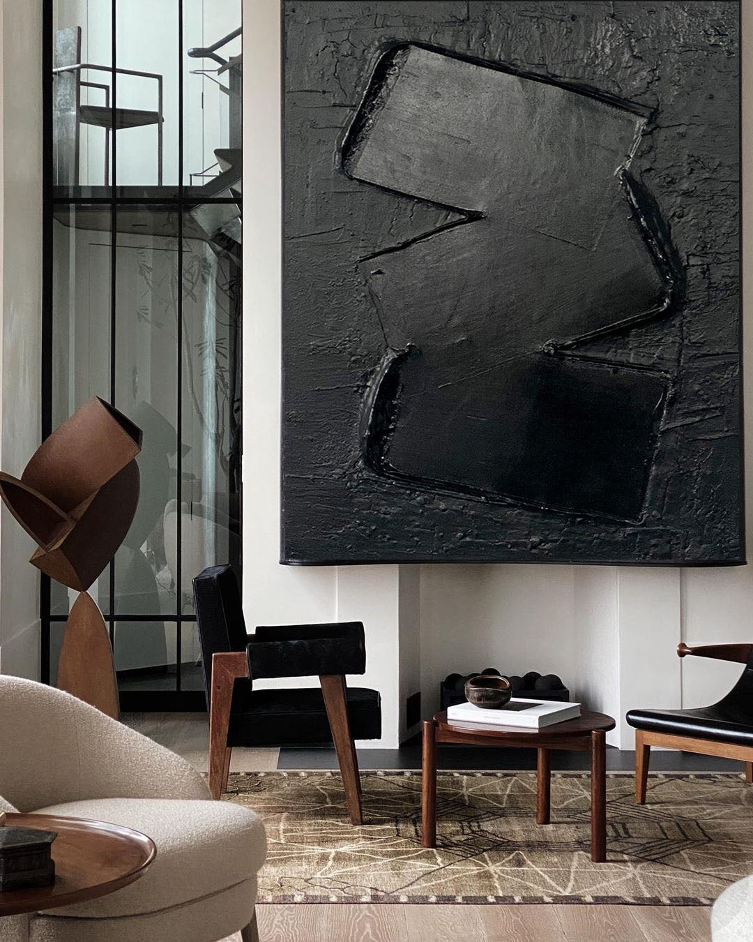 Wall Art Abstract Black Textured Painting