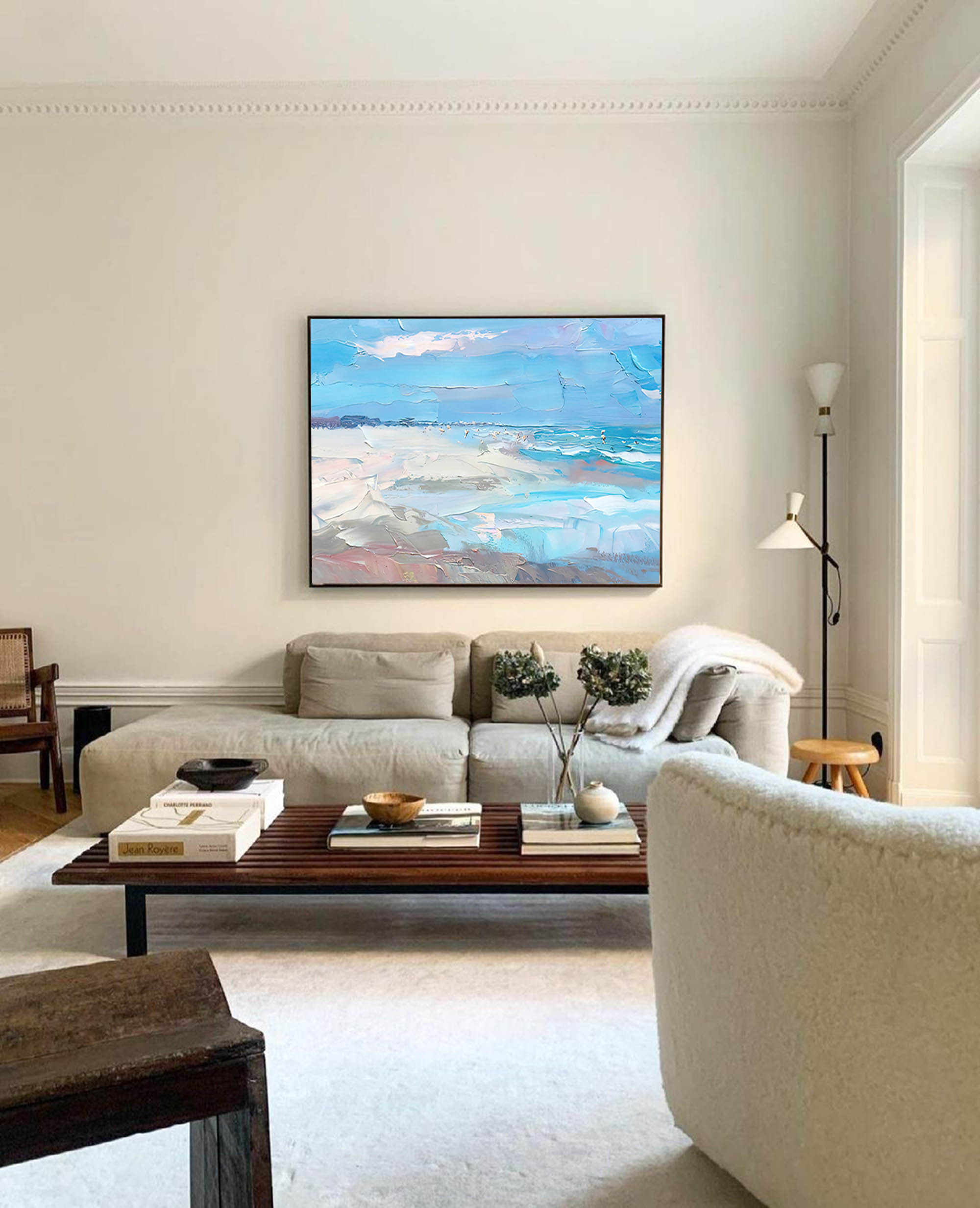 Serene Blue Coastal Abstract Canvas Wall Art