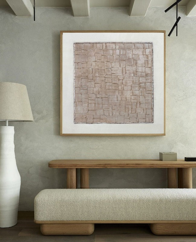 Beige Textured Geometric Minimalist Painting