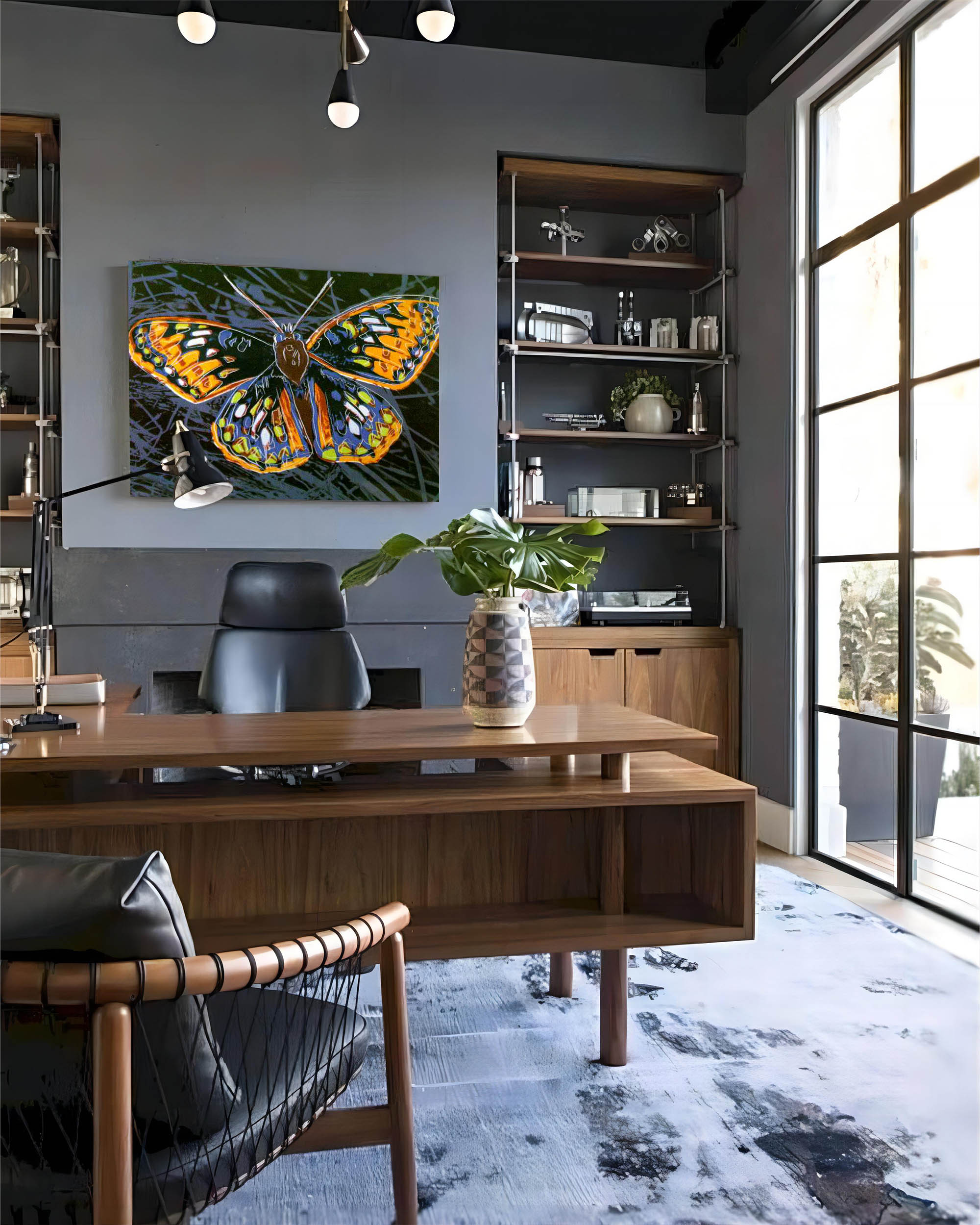 Wall Art Vibrant Orange Blue Butterfly Graphic