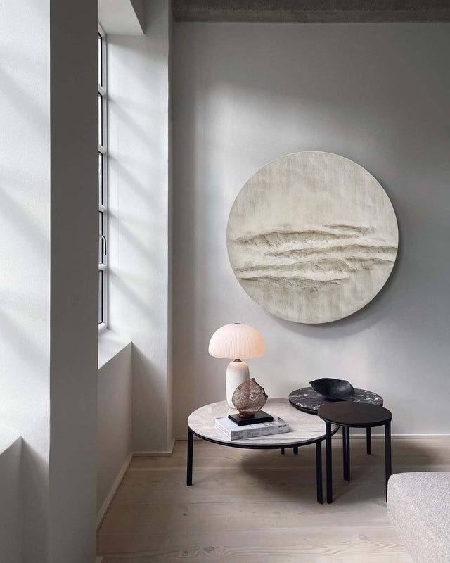Round Beige Textured Minimalist Painting