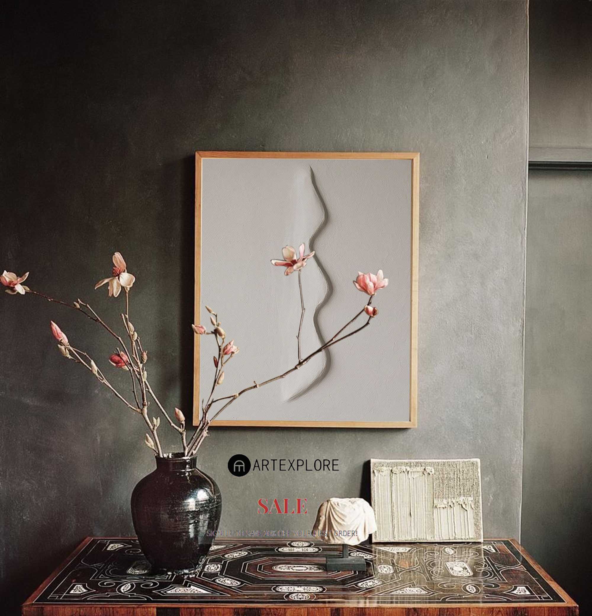Wavy Relief Beige Textured Wall Canvas