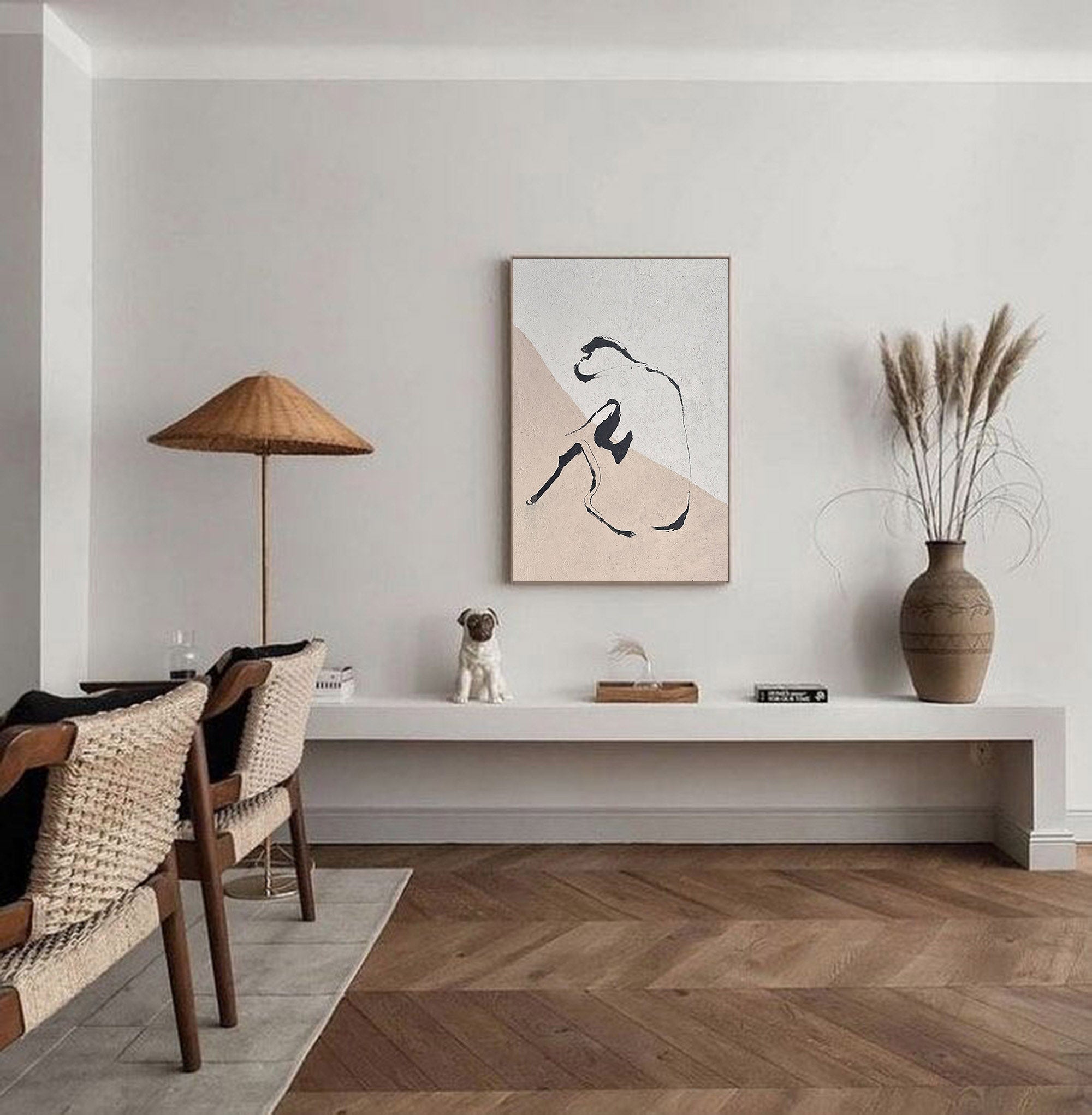 Minimalist Seated Figure Oil Painting