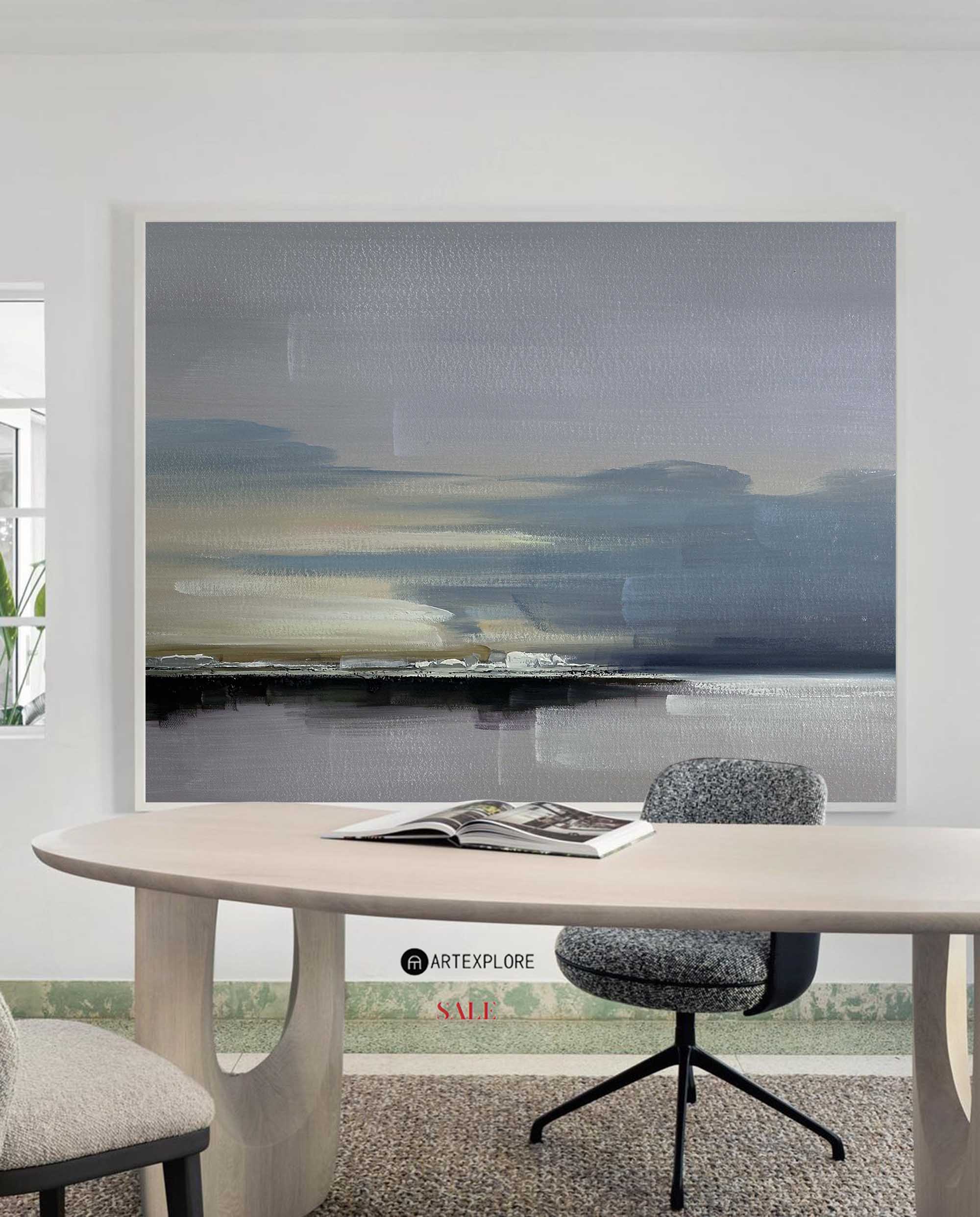 Mira Grey Horizon Seascape Canvas Art