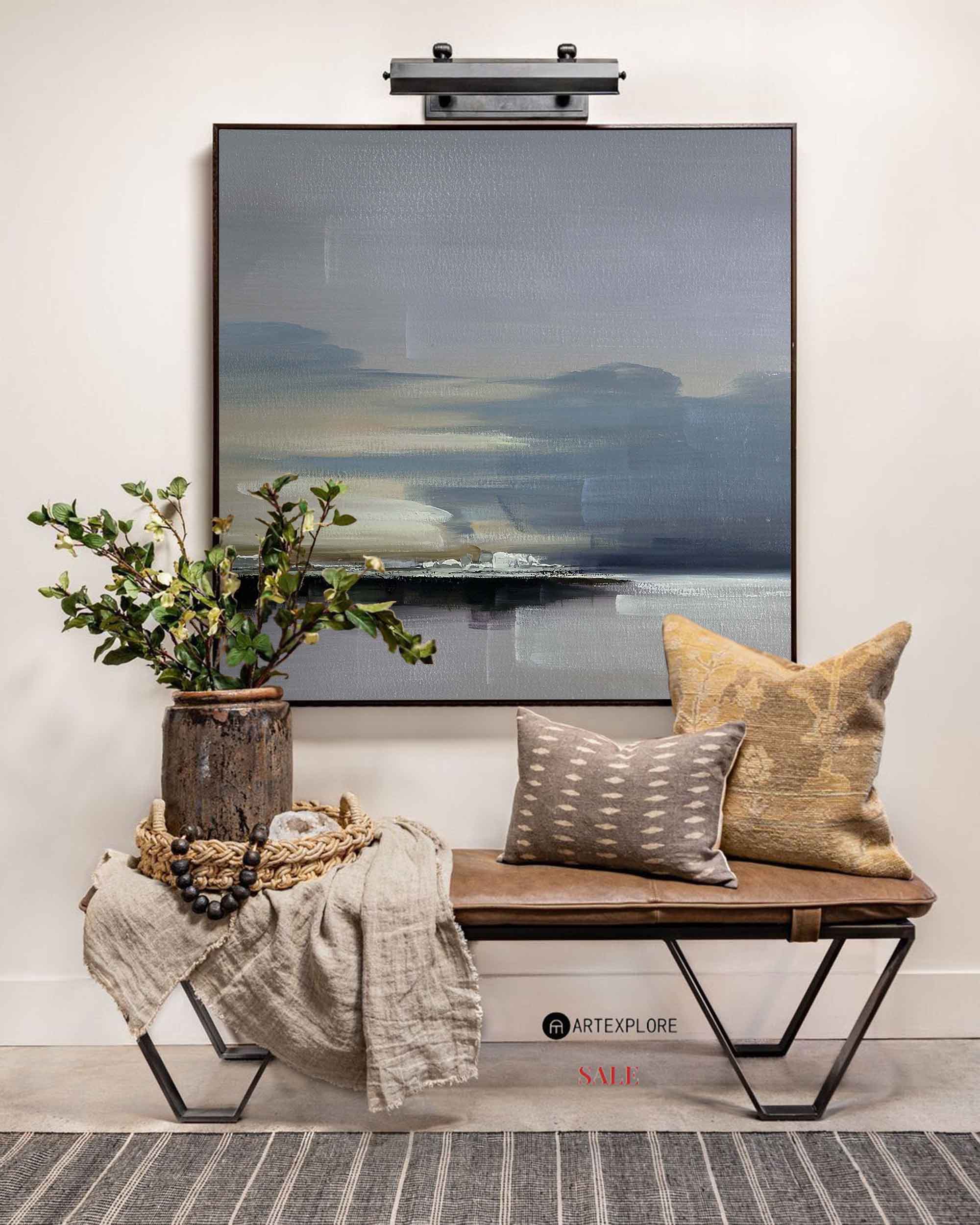 Klee Style Muted Coastal Landscape Canvas Art