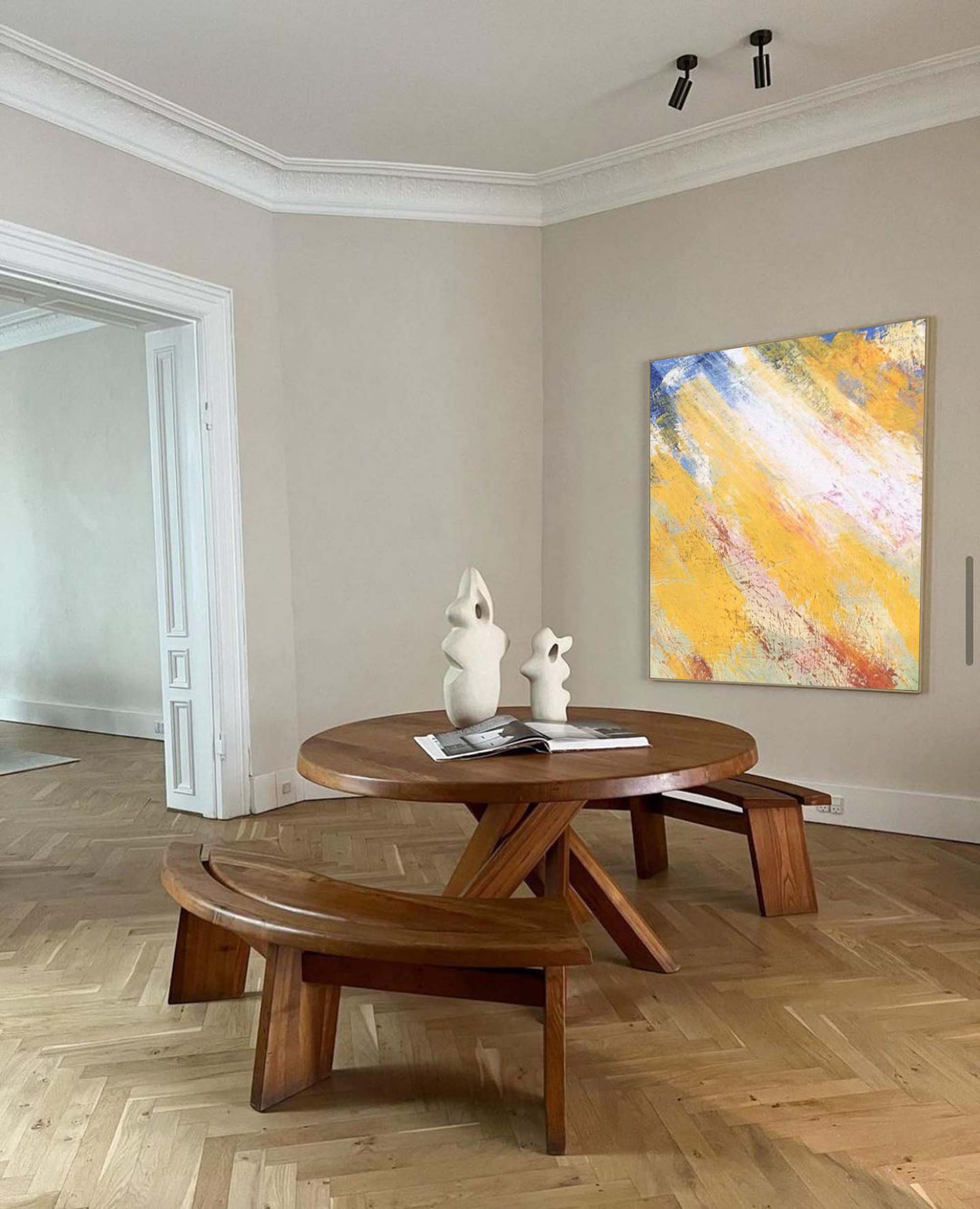 Sunlit Yellow Abstract Canvas Wall Art