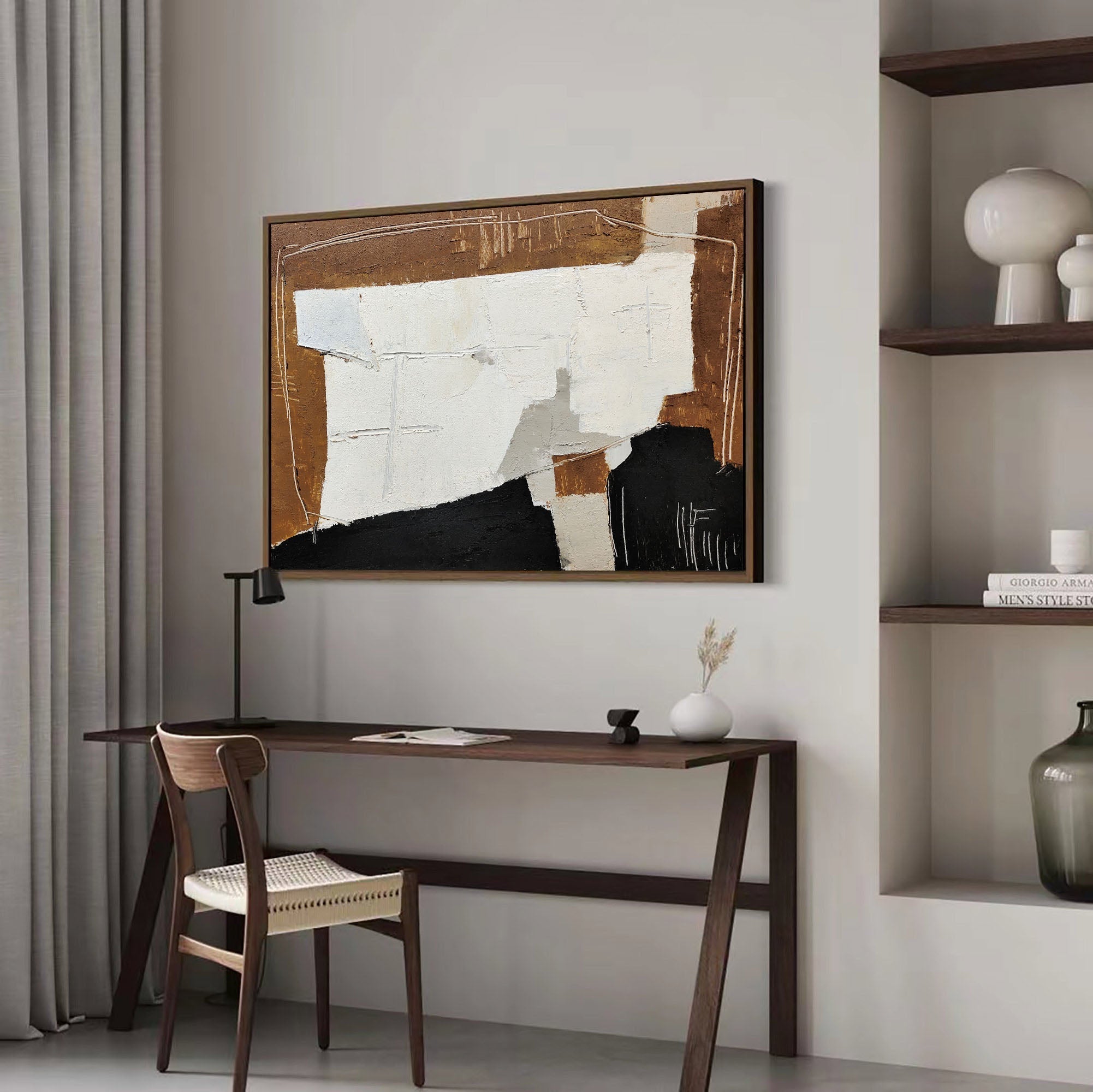Black And Brown Abstract Painting ABAH51 - Neutralighting