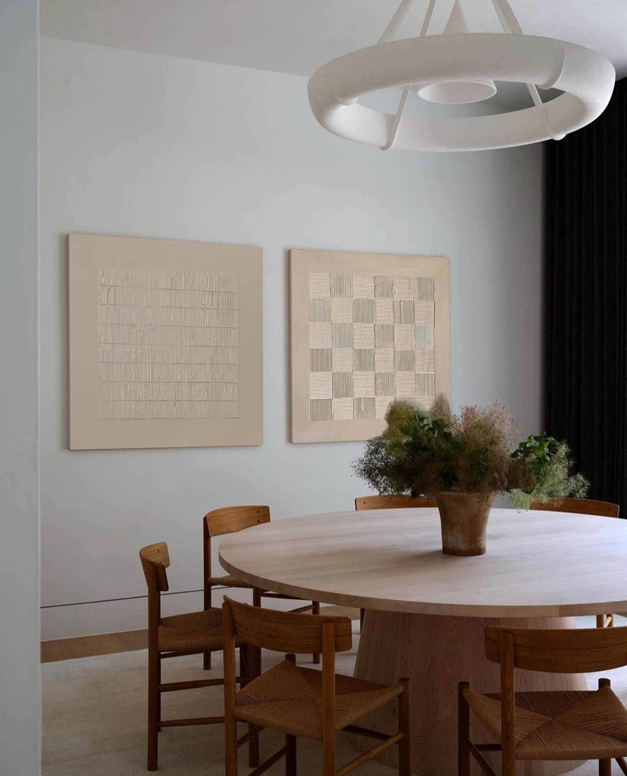 Wall Art Diptych Abstract Woven Grid Warm
