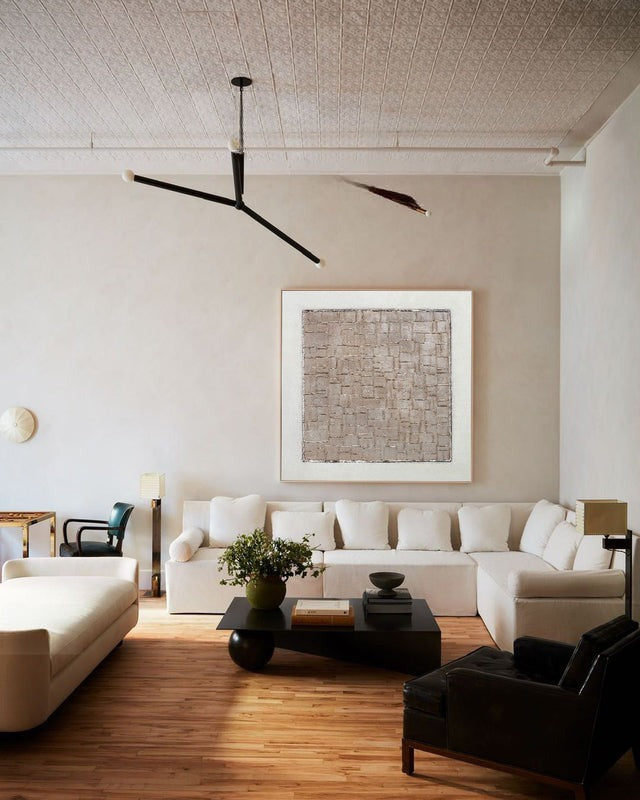 Beige Textured Geometric Minimalist Painting