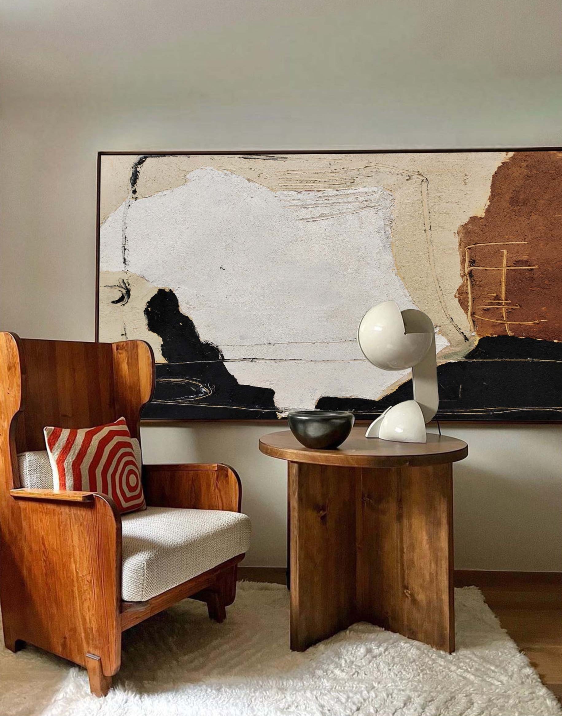 Rustic Earth Tone Abstract Plaster Canvas Wall Art