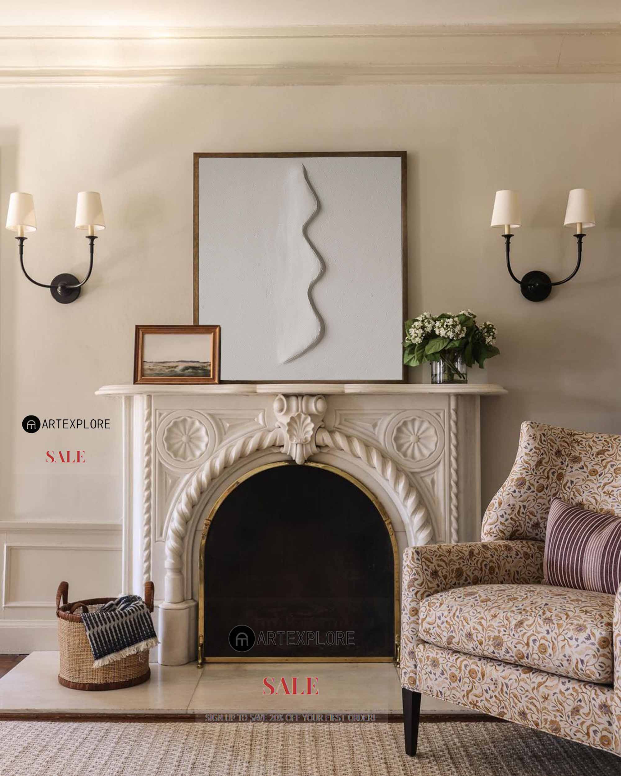 Wavy Relief Beige Textured Wall Canvas