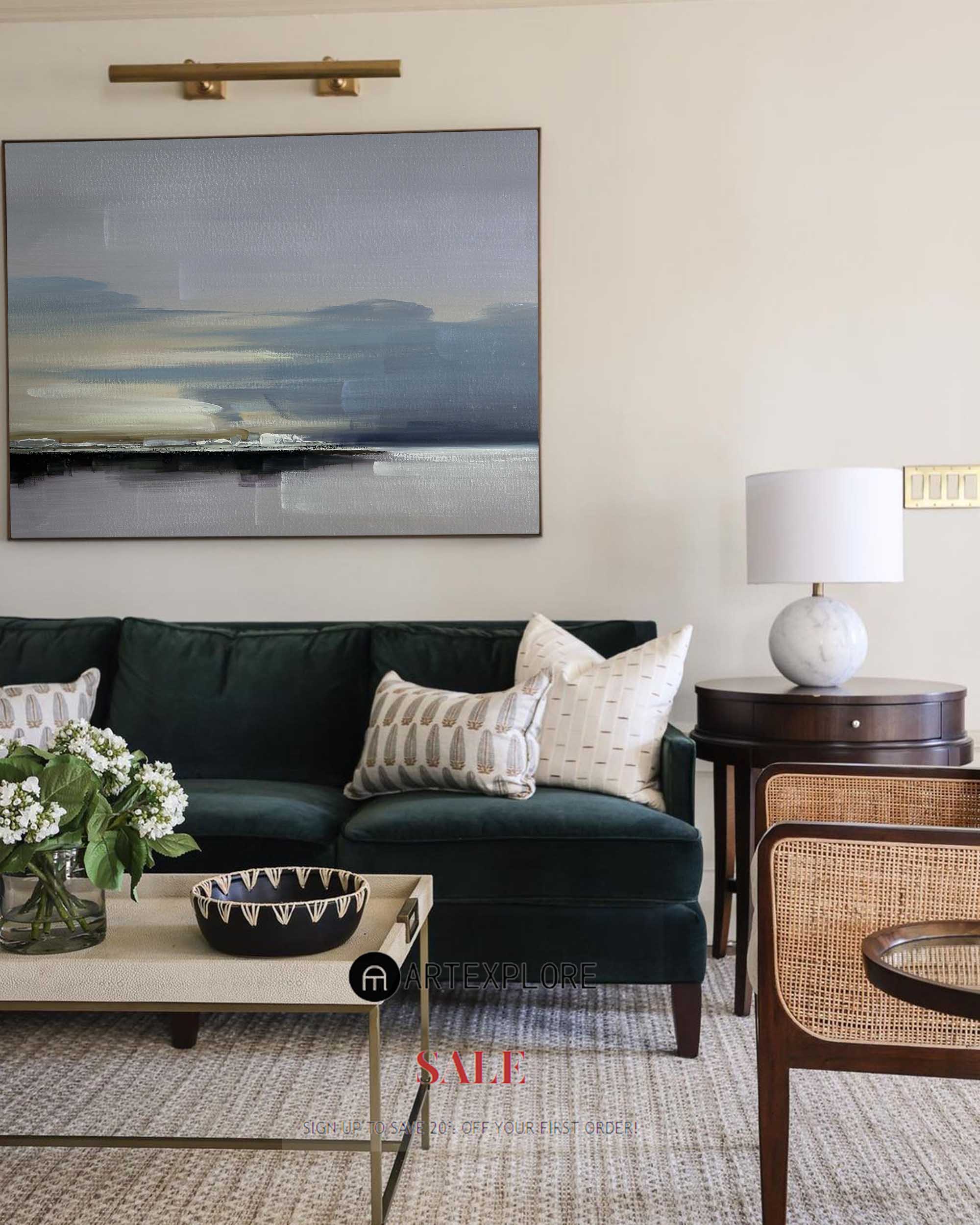 Mira Grey Horizon Seascape Canvas Art