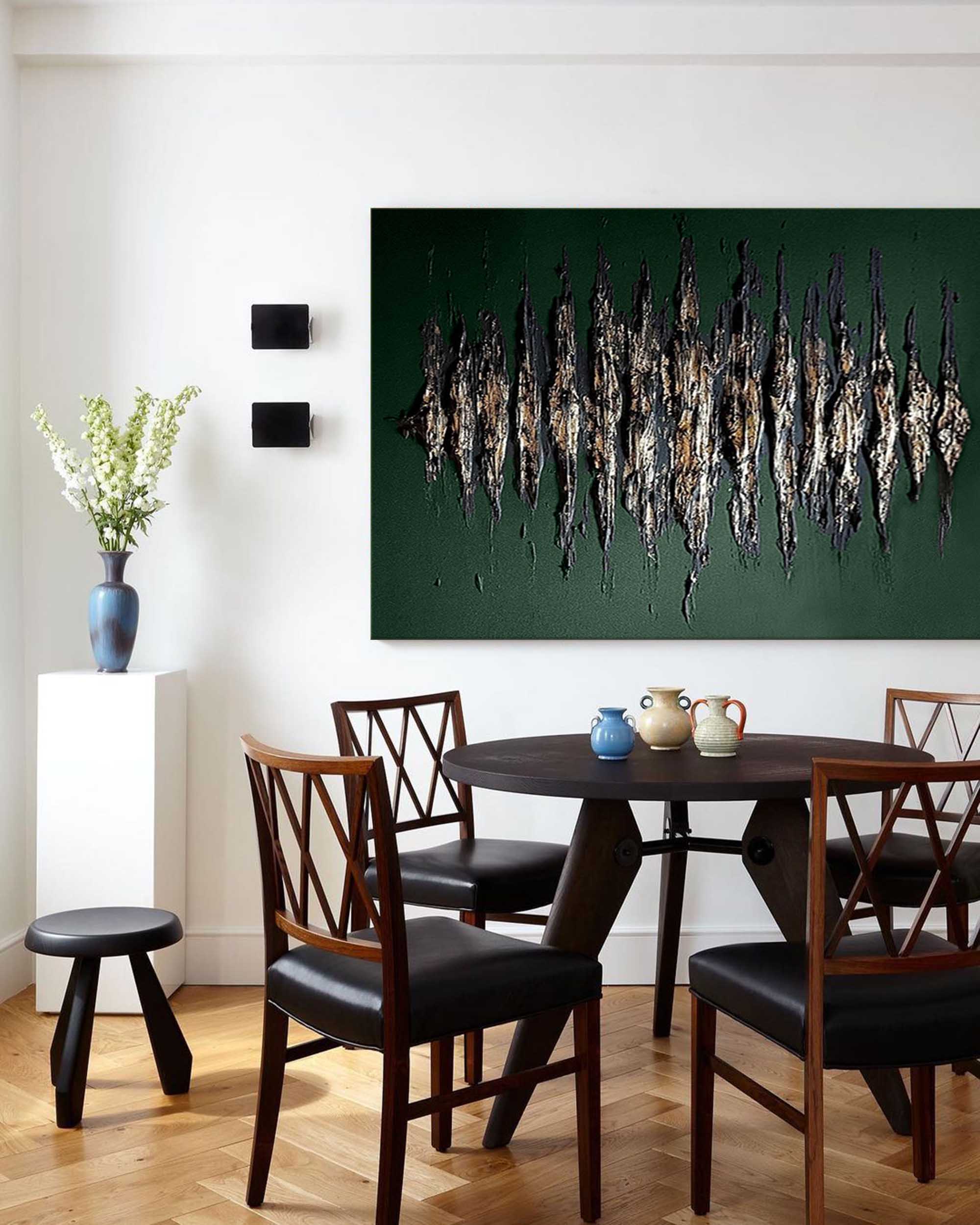Wall Art Metallic Feather Array