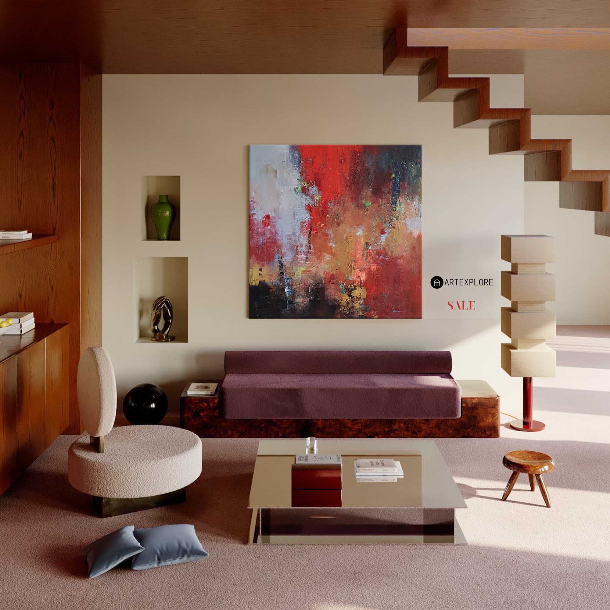 Bold Multicolor Abstract Square Canvas Art