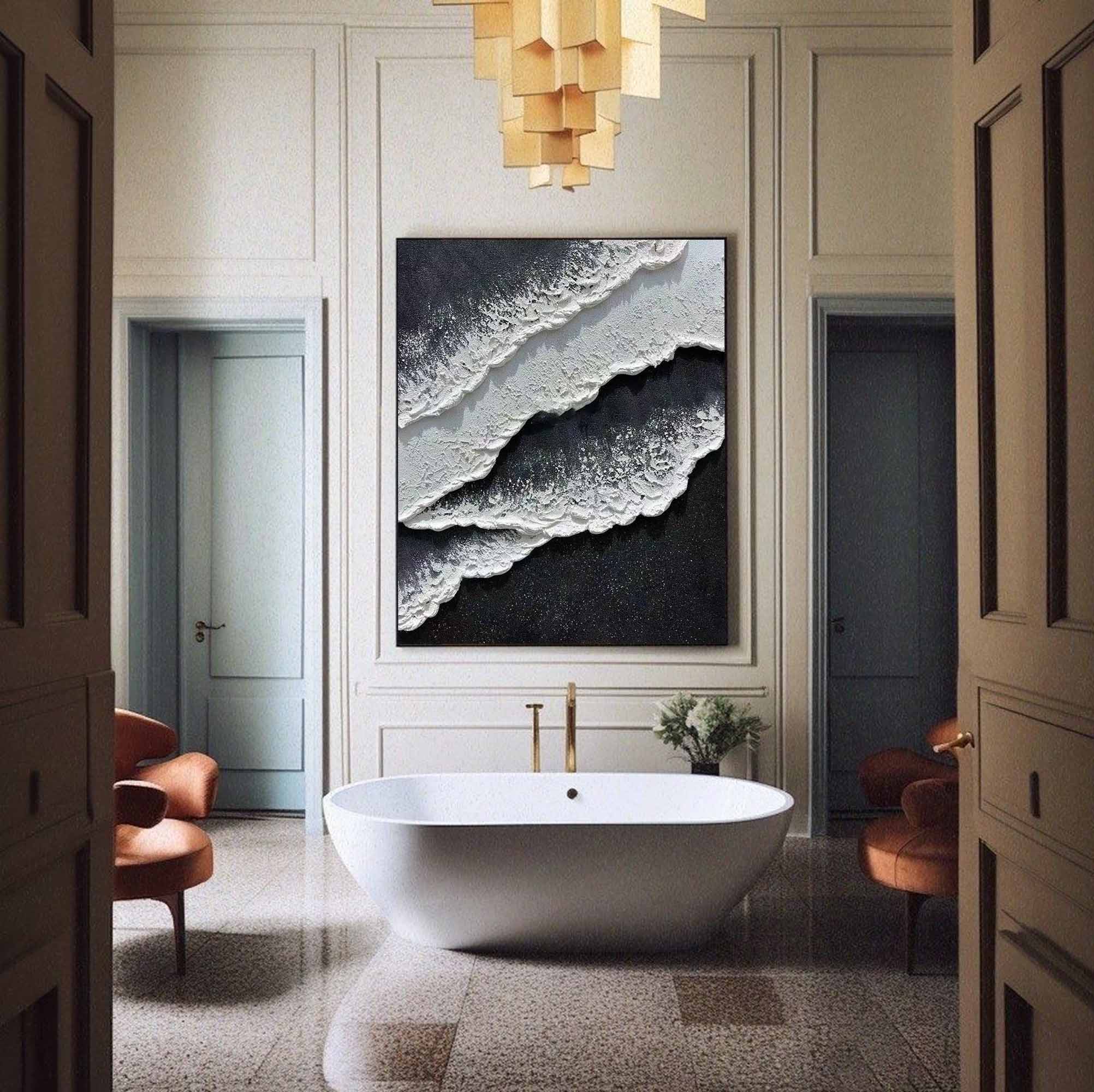 Black And White Seascape Painting