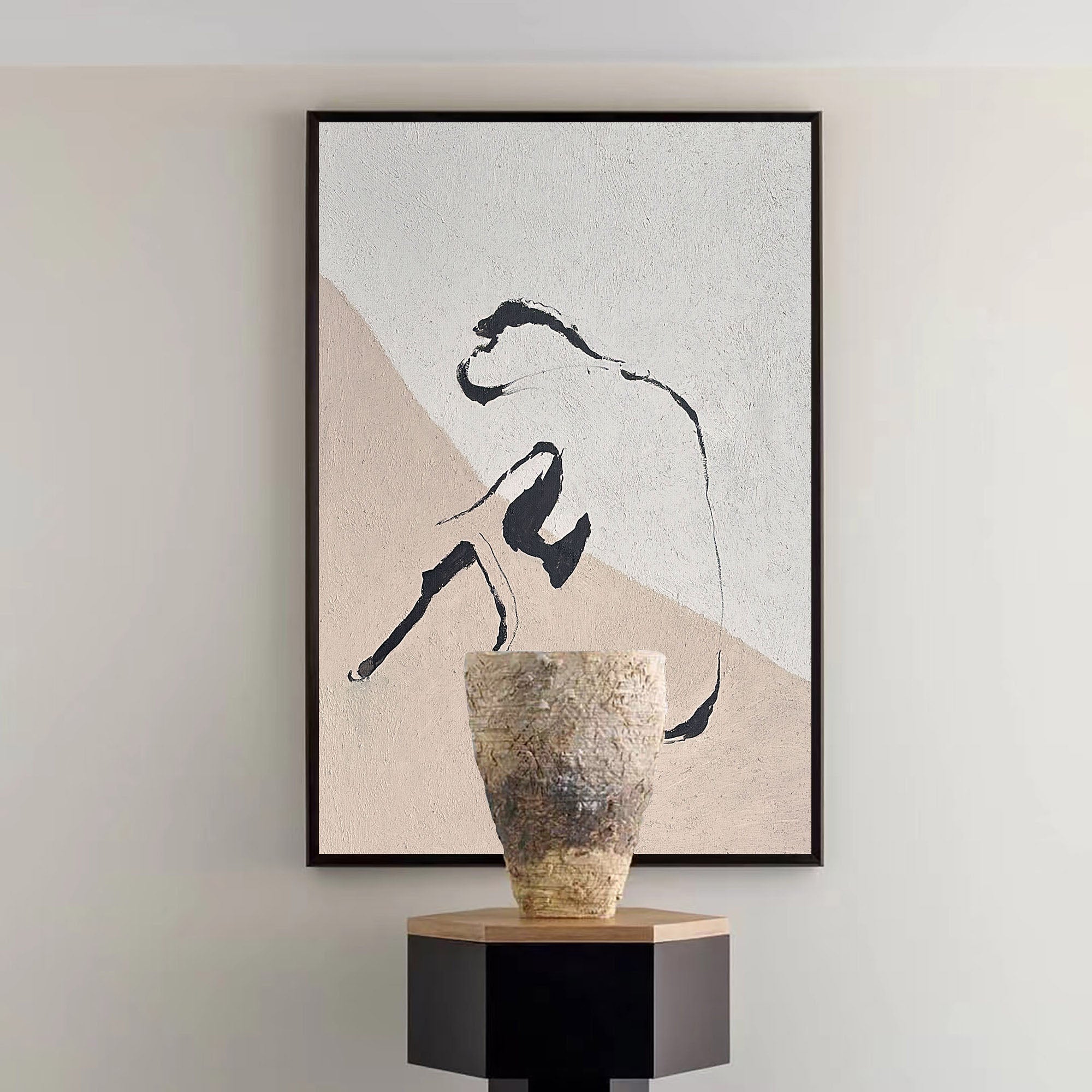 Minimalist Seated Figure Oil Painting
