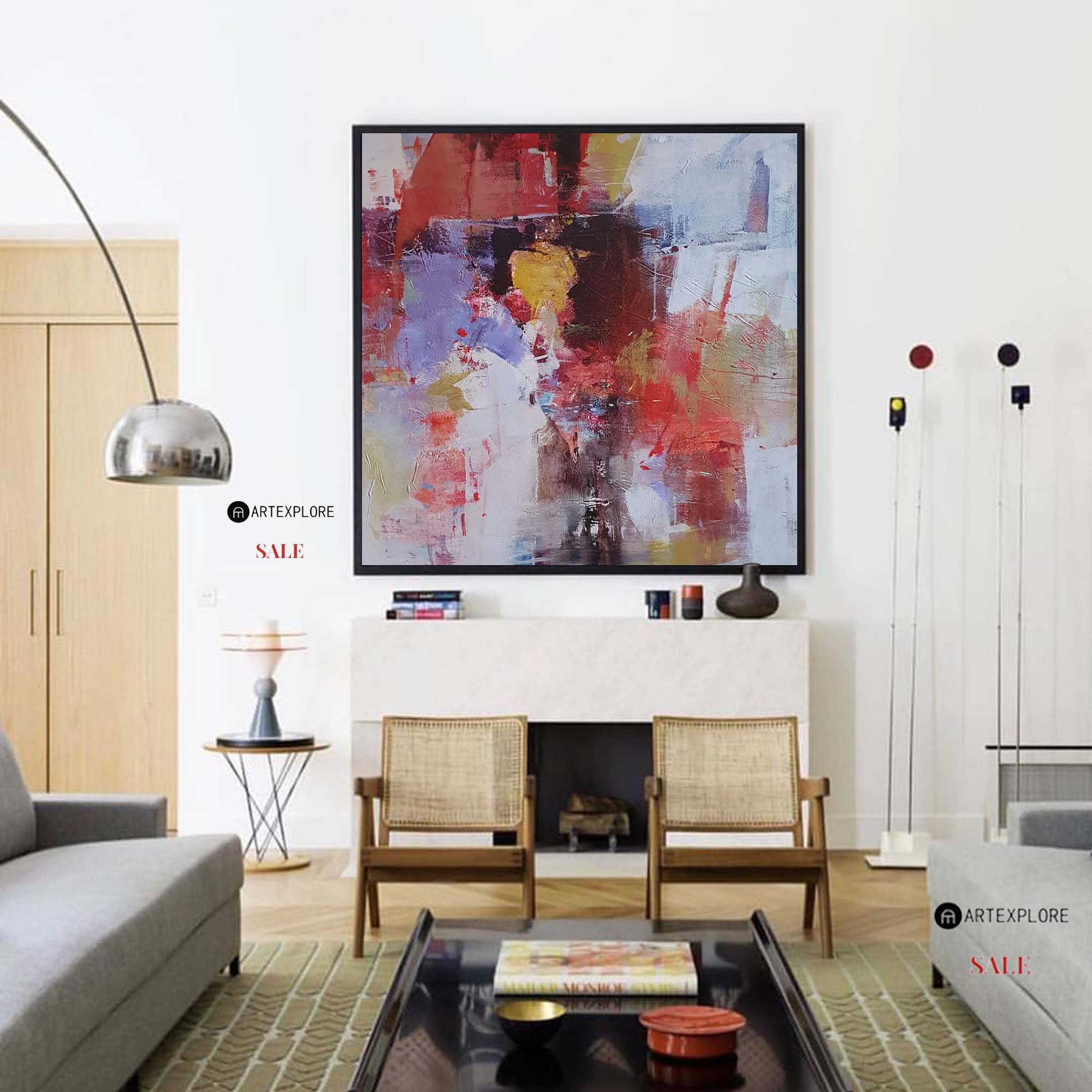 Vibrant Color Abstract Square Canvas Wall Art