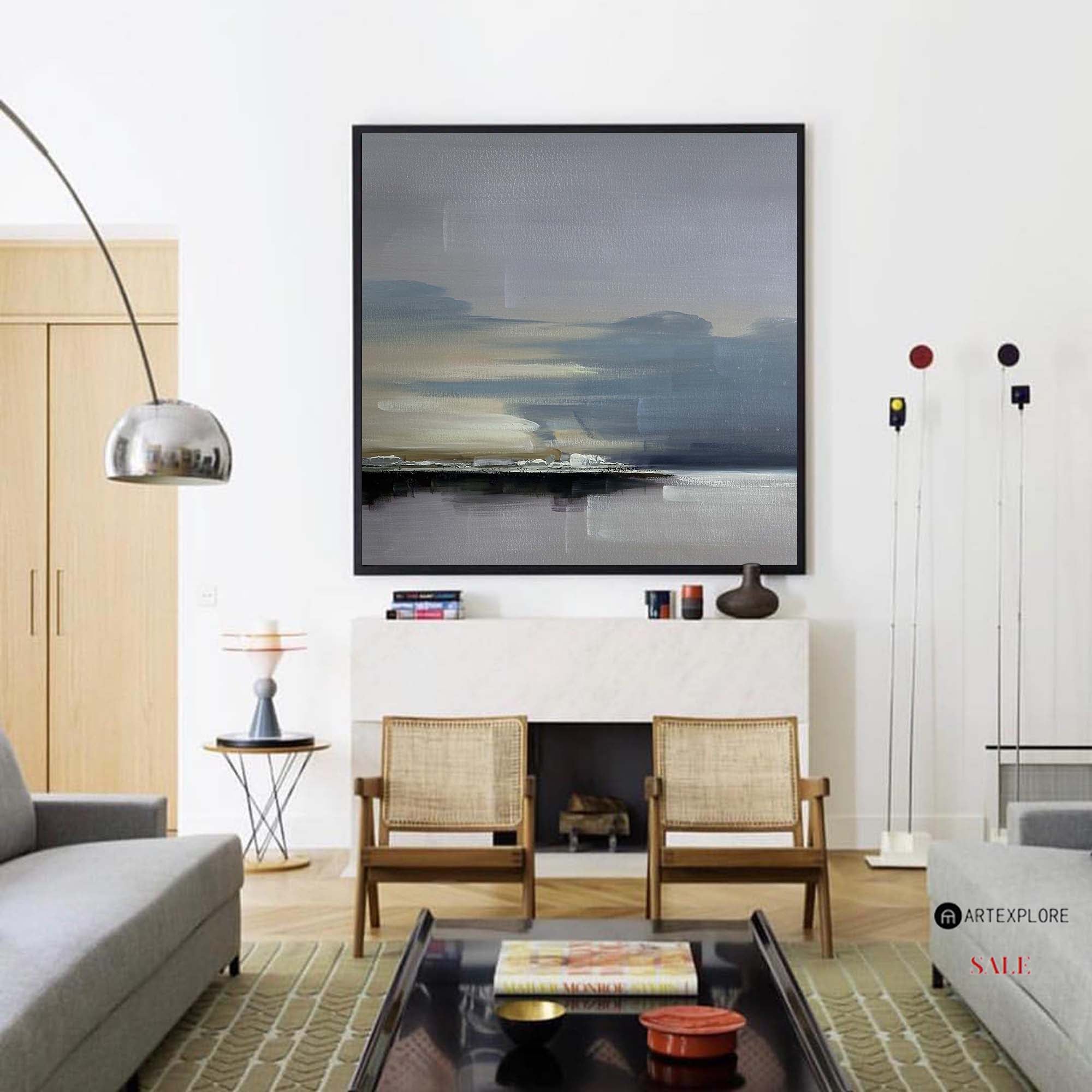 Klee Style Muted Coastal Landscape Canvas Art