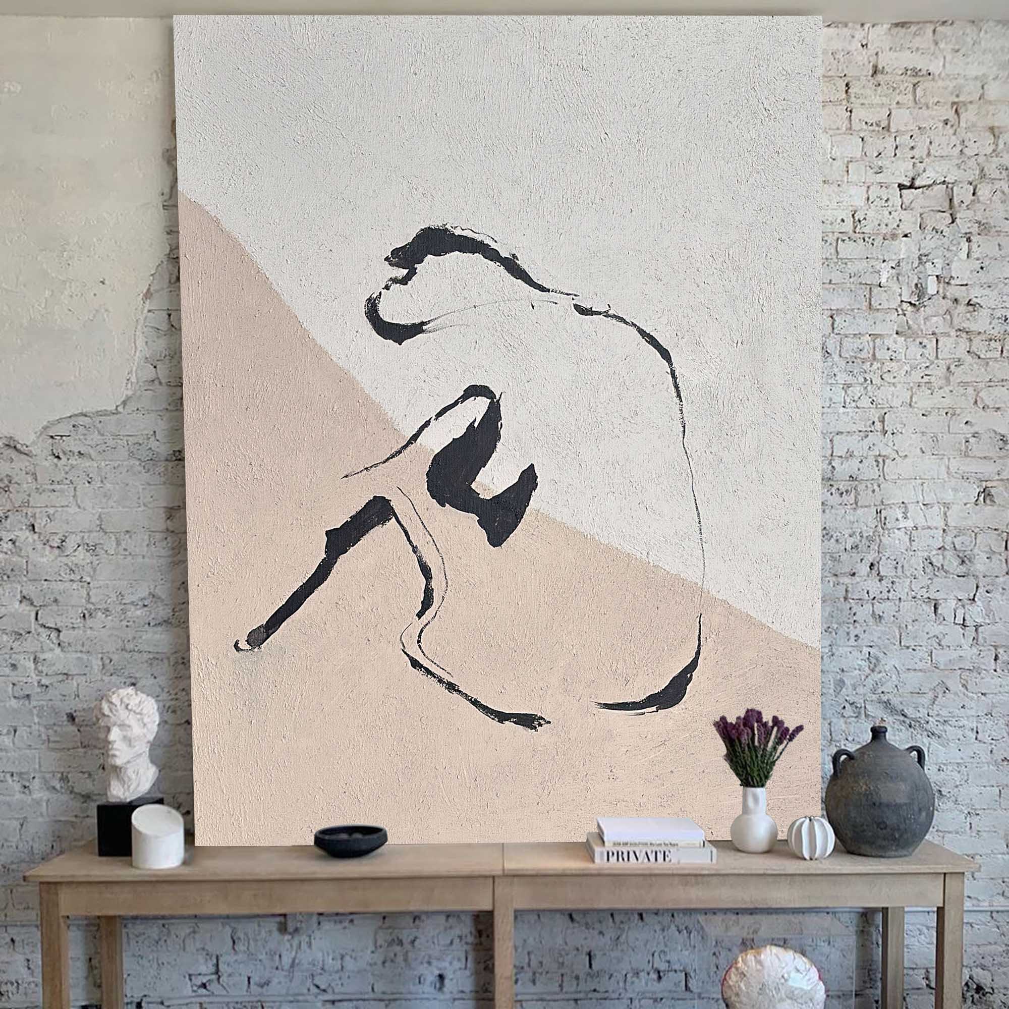 Minimalist Seated Figure Oil Painting