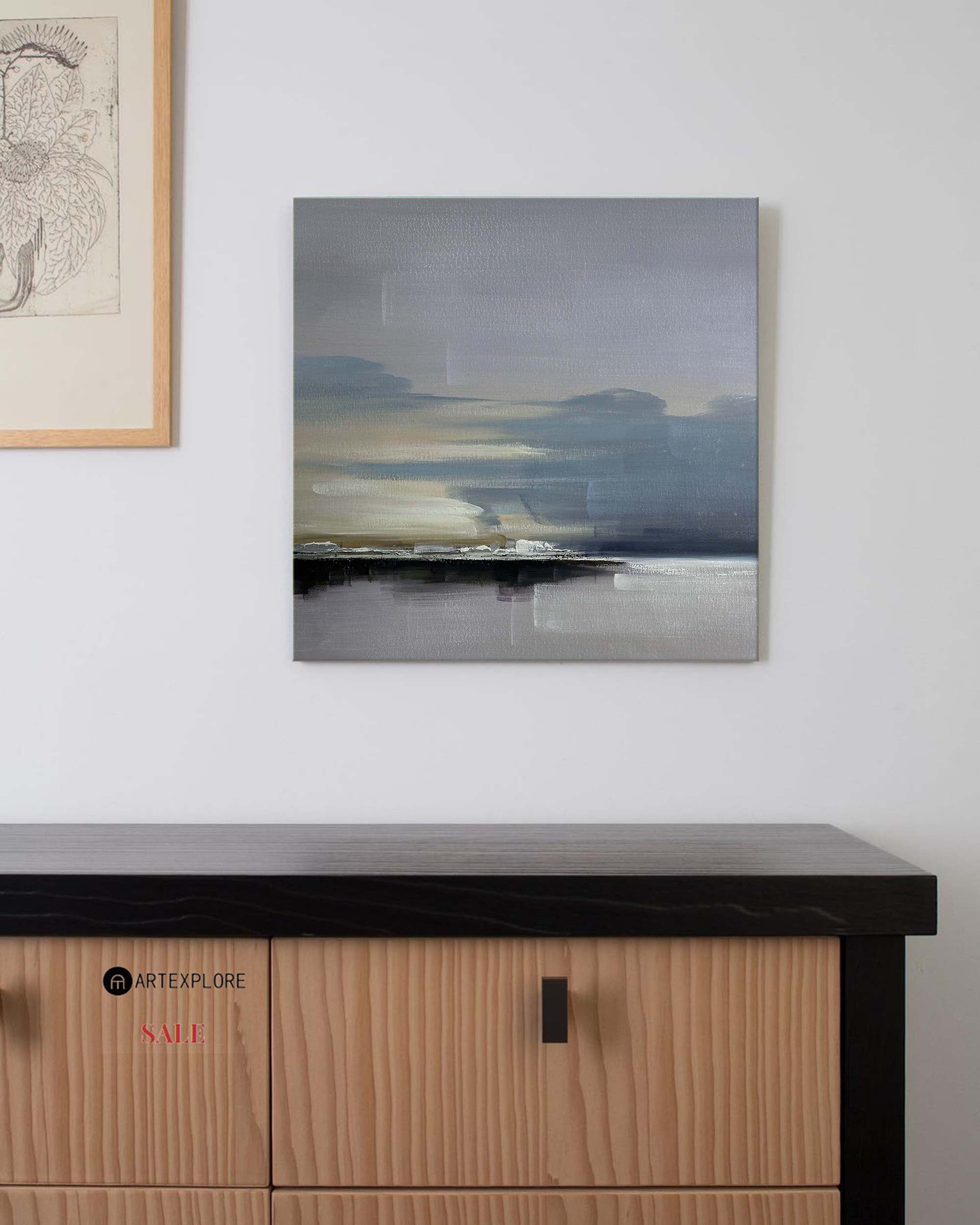 Klee Style Muted Coastal Landscape Canvas Art