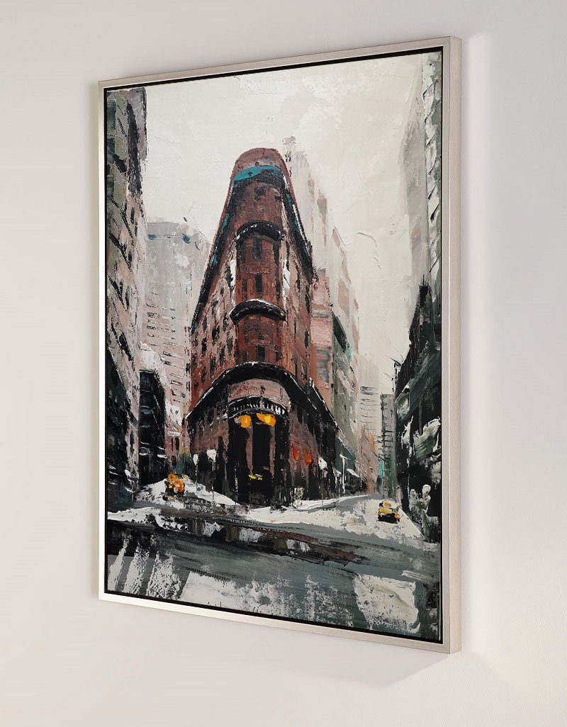 Vintage Urban Building Snowy Street Wall Art
