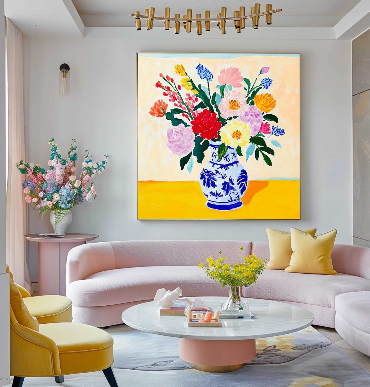 Wall Art Flower Vibrant Tropical Oriental