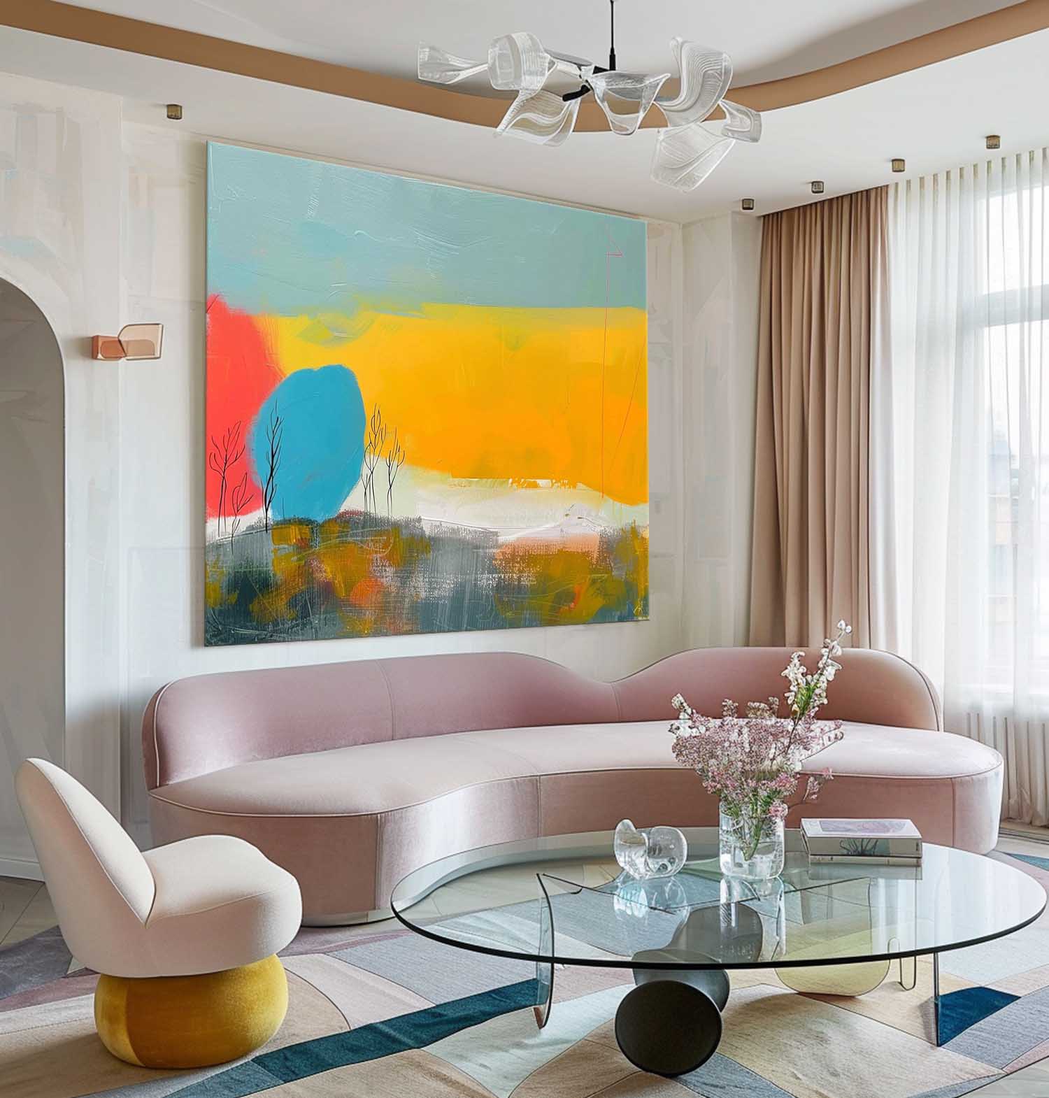 Wall Art Abstract Vibrant Painterly Layered