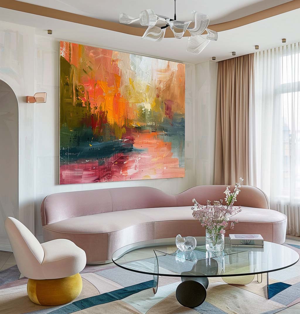 Wall Art Abstract Impasto Autumn Landscape Warm