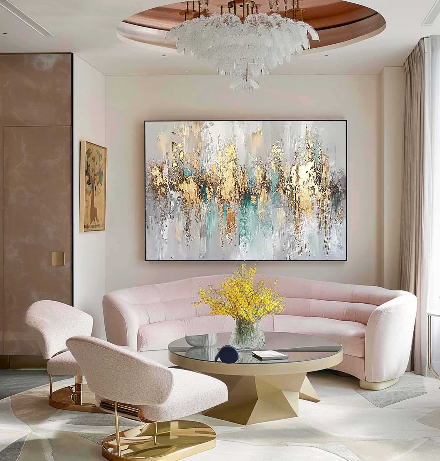 Wall Art Impasto Abstract Metallic Elegant
