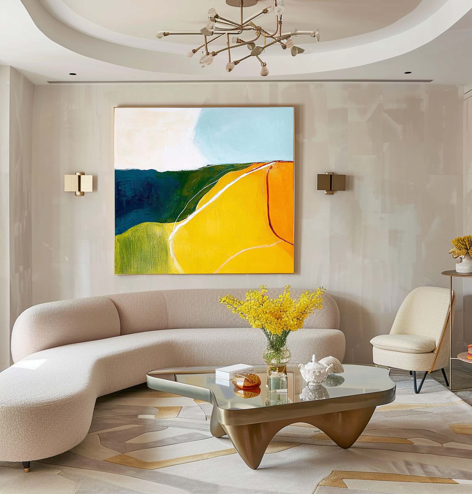 Wall Art Minimalist Curved Color Block Landscape