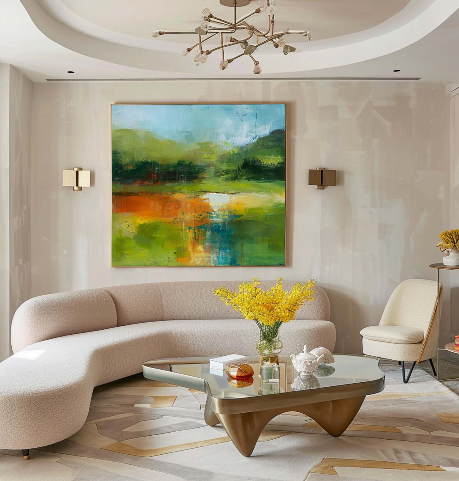 Wall Art Abstract River Landscape Impasto Modern