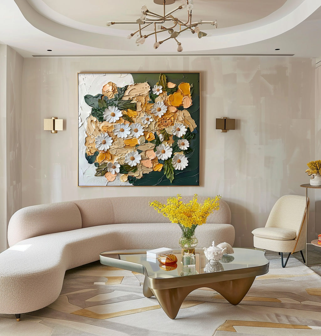 Wall Art Dense Floral Cluster Painterly Scene