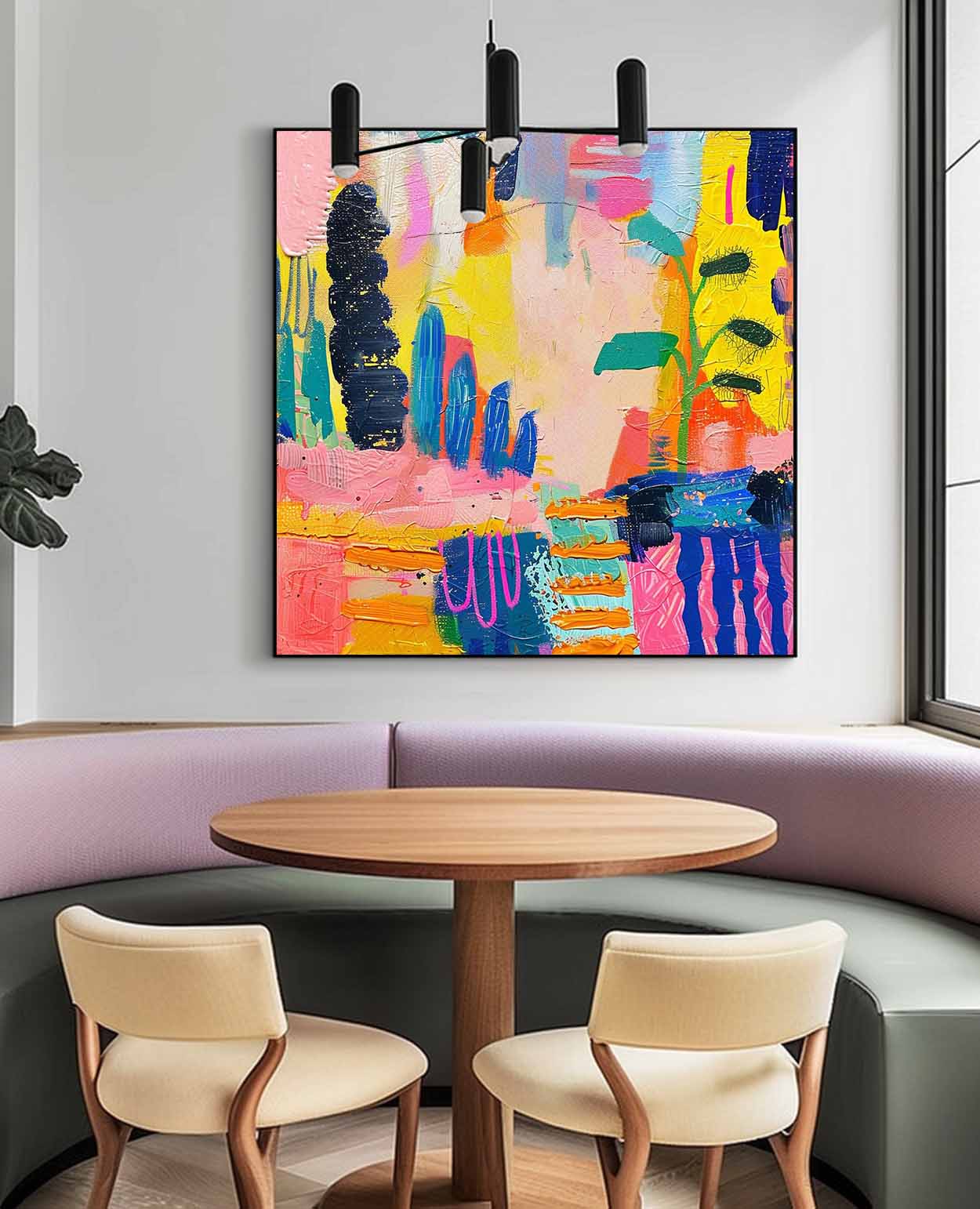 Wall Art Abstract Tropical Plant Playful