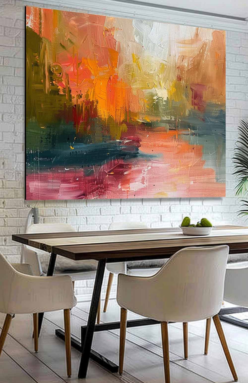 Wall Art Abstract Impasto Autumn Landscape Warm