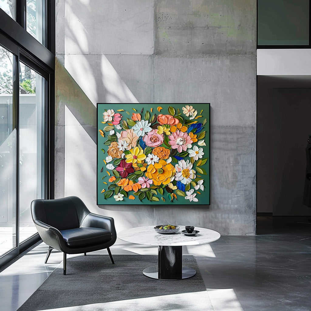 Wall Art Impasto Flower Contemporary Cheerful
