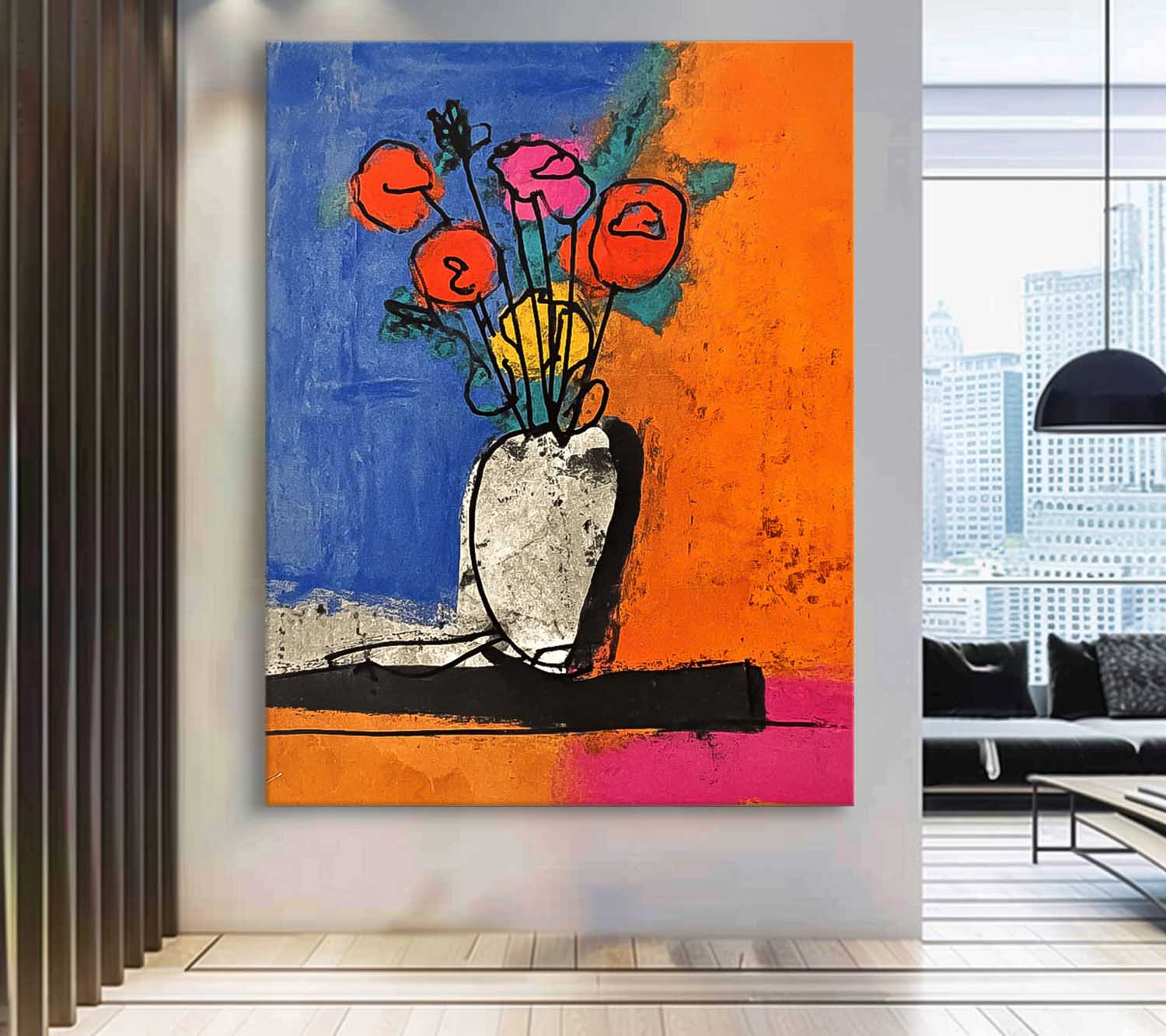 Wall Art Red Poppies in Ceramic Vasea