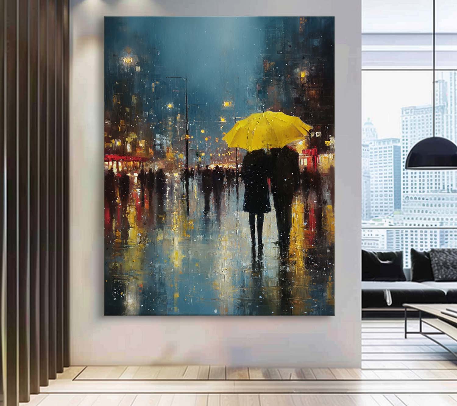 Wall Art People Romantic Rainy City Lyrical