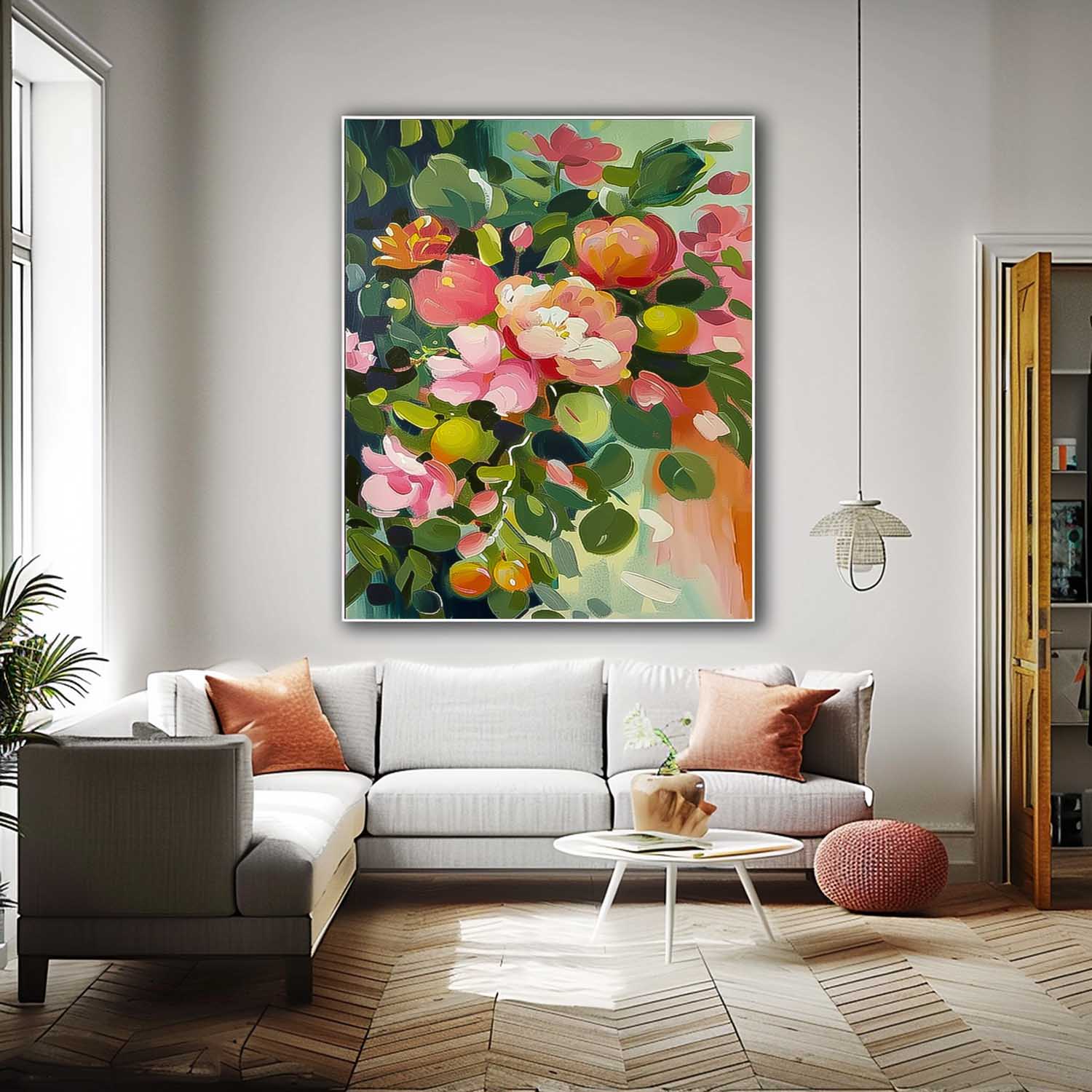 Wall Art Dense Floral Cluster Elegant Botanical