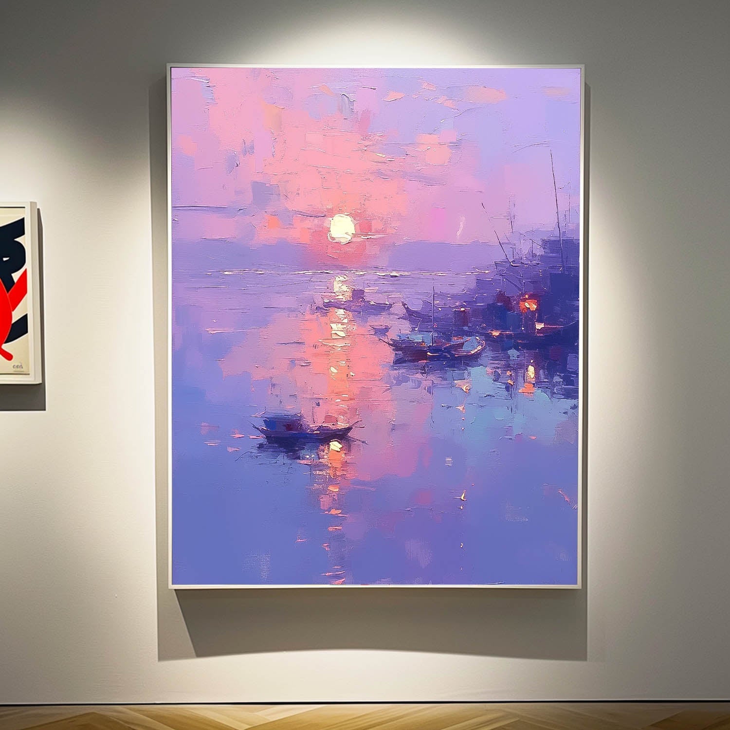 Pastel Sunset Harbor Abstract Wall Art