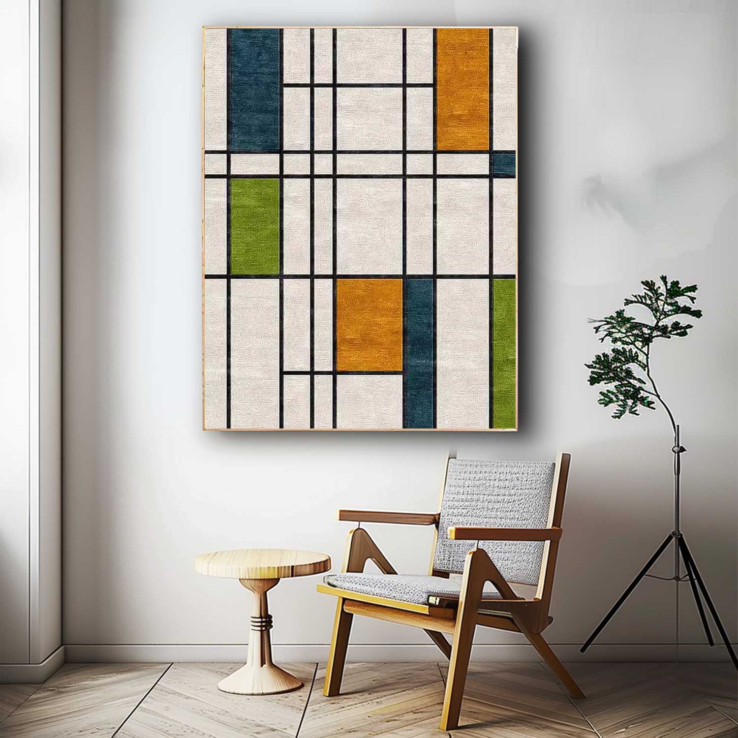 Wall Art De Stijl Geometric Grid Modernist