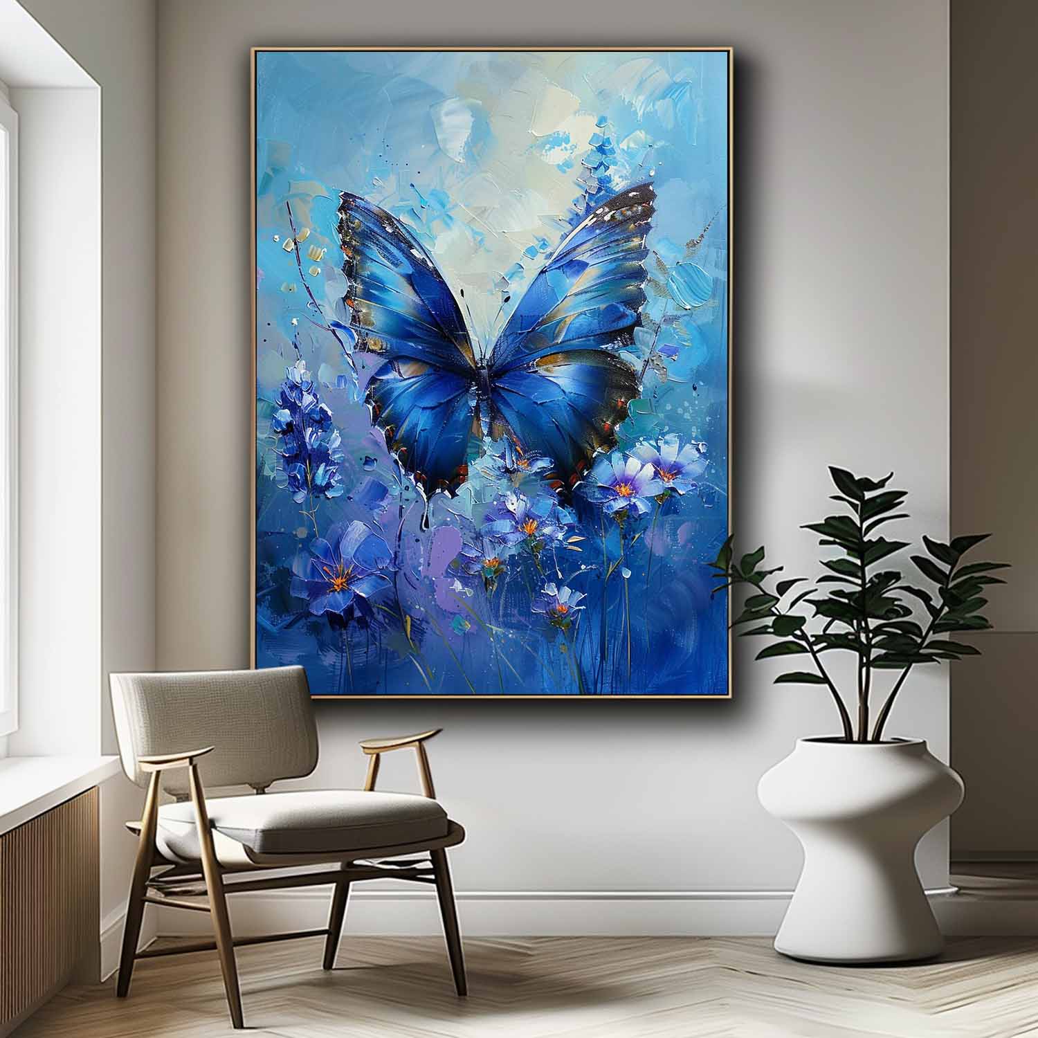 Wall Art Whimsical Butterfly Scene Floral