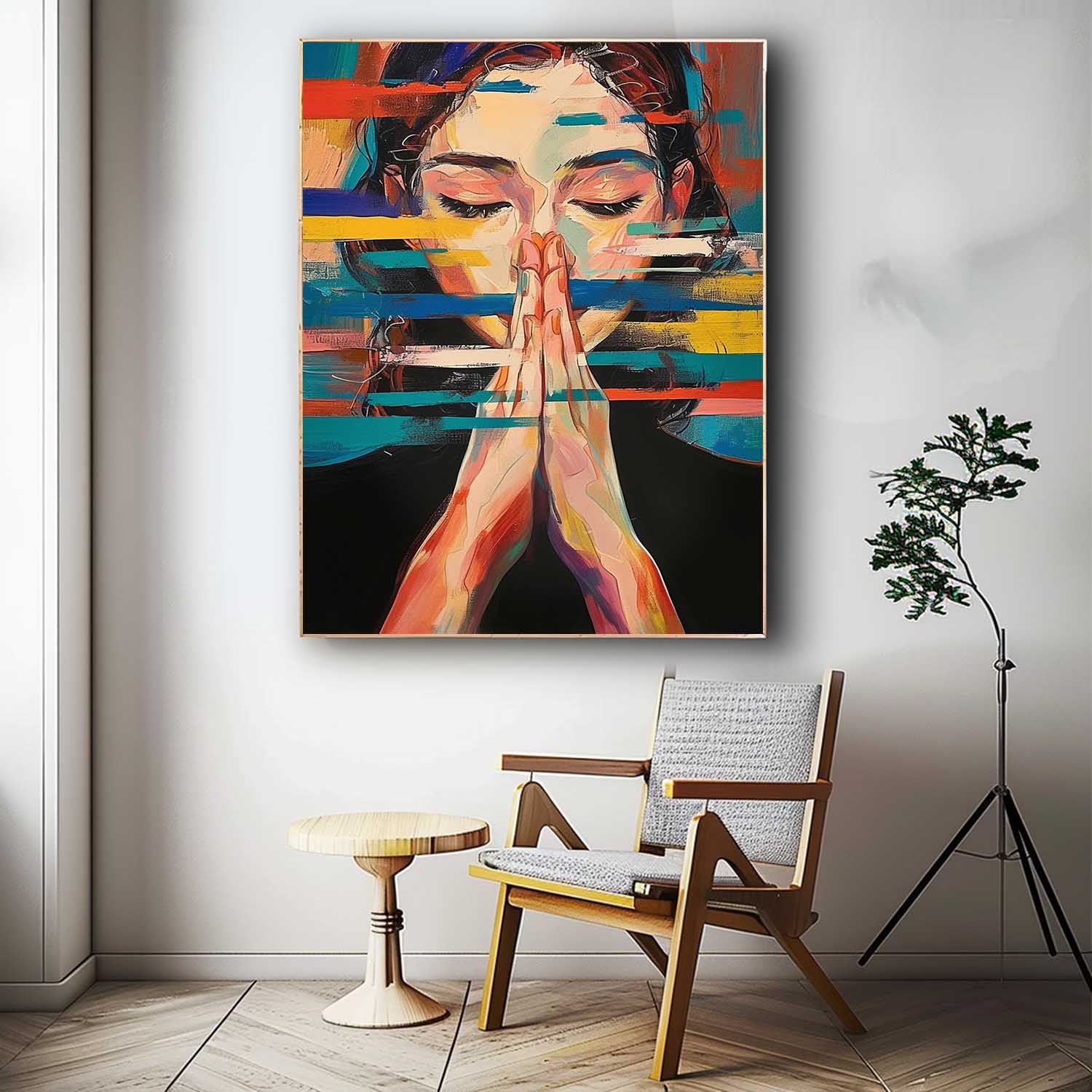 Wall Art People Praying Expressive Vibrant
