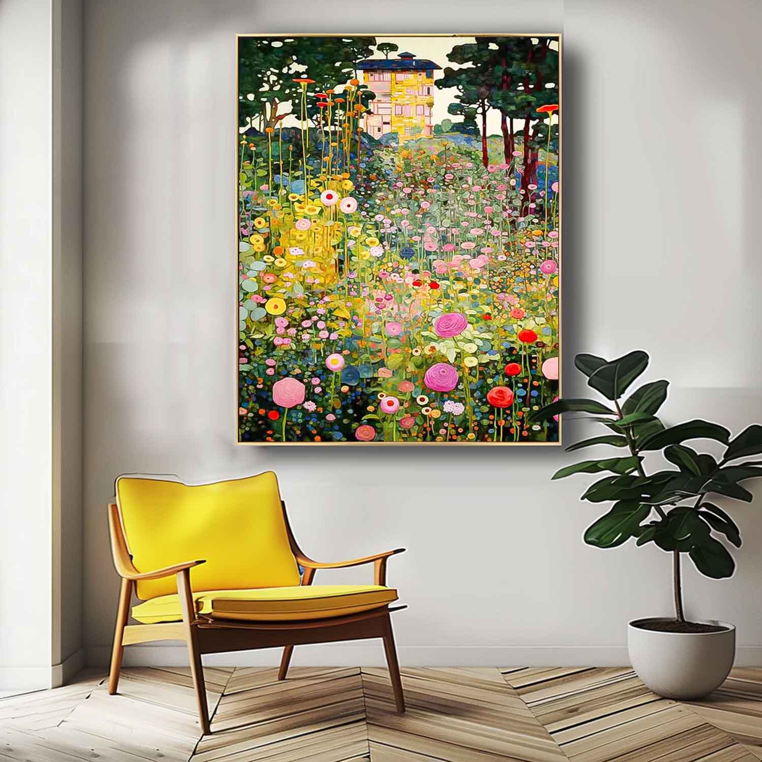 Klimt-Style Floral Garden Painting