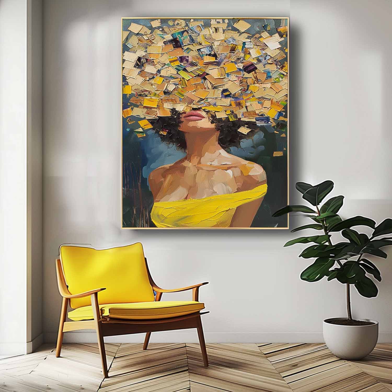 Abstract Woman Portrait Impasto Canvas Wall Art