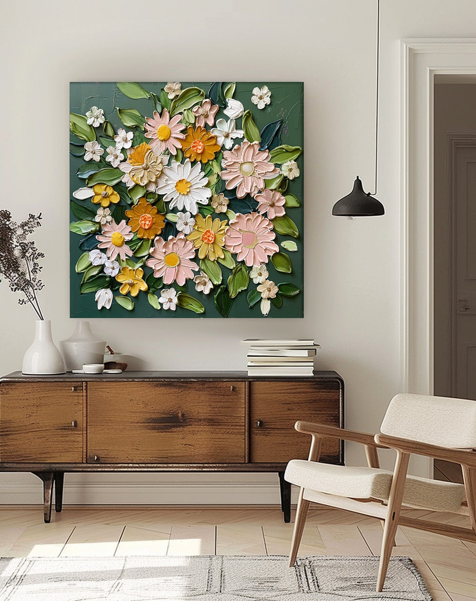 Wall Art Elegant Botanical Flower Impasto Vibrant